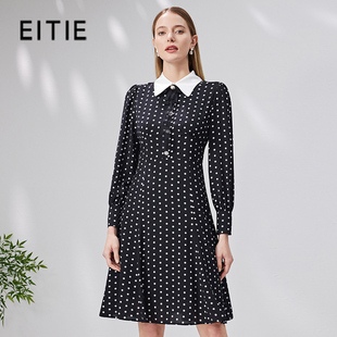 【设计总监然姐】EITIE爱特爱高级感翻领减龄法式波点收腰连衣裙