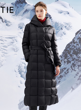 【设计总监然姐】EITIE爱特爱连帽立领长款显瘦纯色加厚羽绒服