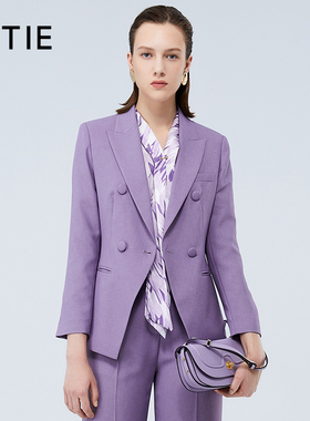 【设计总监然姐】EITIE爱特爱时尚紫色通勤气质西装外套秋季款