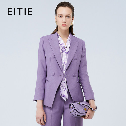 【设计总监然姐】EITIE爱特爱时尚紫色通勤气质西装外套秋季款