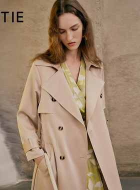 【设计总监然姐】EITIE爱特爱香槟色高级感双排扣长款风衣外套