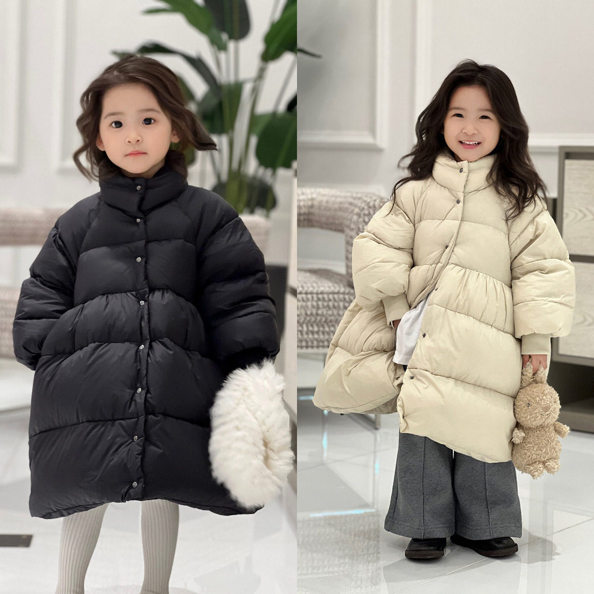 【清仓】90白鸭绒小江南冬季女童加厚A字花苞亲子两色羽绒服