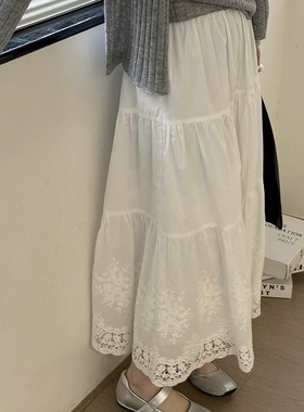 2025早春新款iDsisters甜美蕾丝边拼接半裙韩系小众设计感半裙女