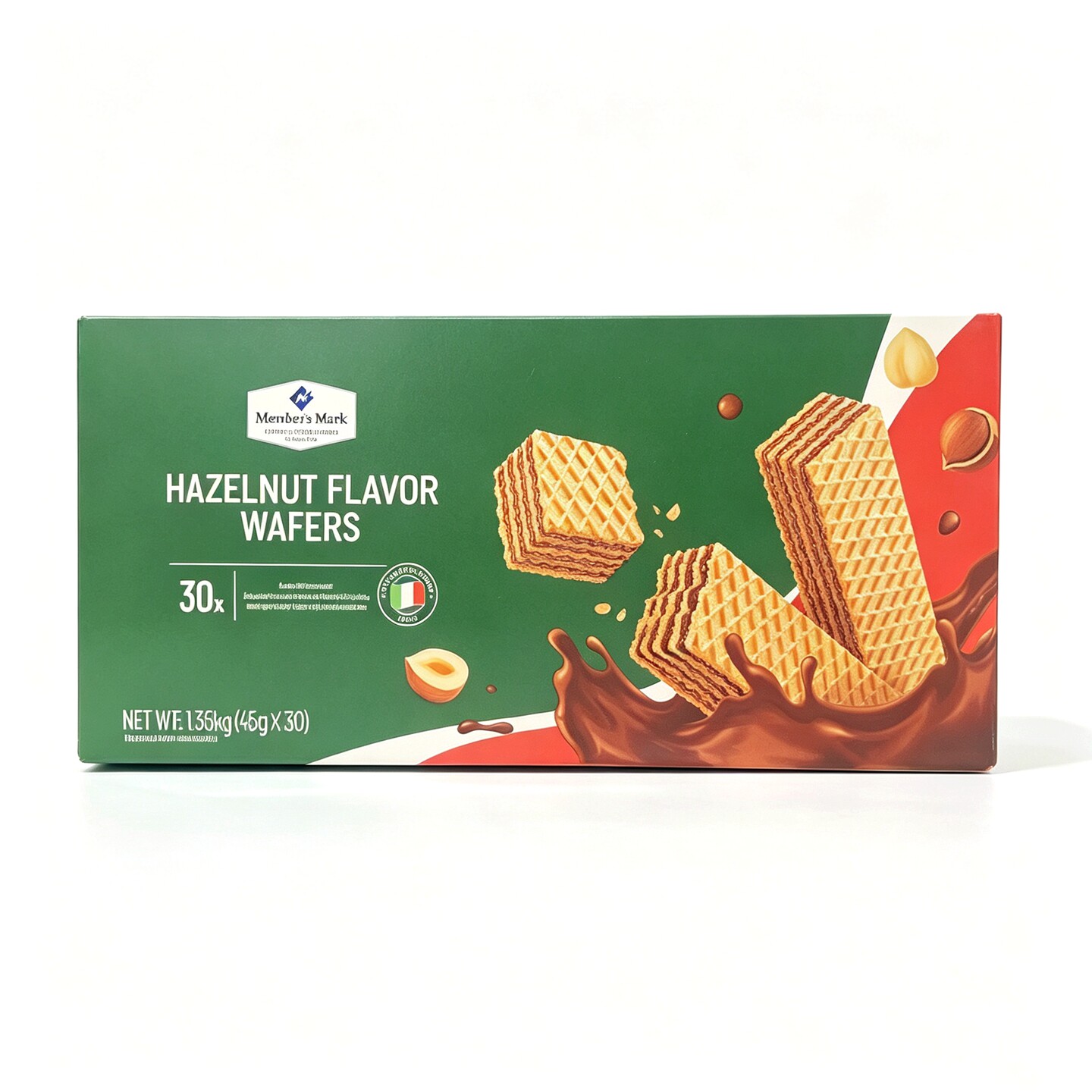 山姆代购意大利进口榛子味威化饼干整盒1.35kg(45g*30）休闲零食