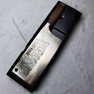 日本进口健次郎作菜刀锻打锤纹斩切两用刀高碳不锈钢切片斩骨刀