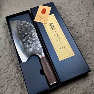 日本进口健次郎作菜刀锤纹锻打高碳钢鱼头刀切片刀厨房菜刀