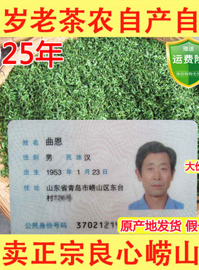 崂山绿茶2025年新茶春茶豆香浓郁大田崂茶农正宗崂山茶青岛特产级