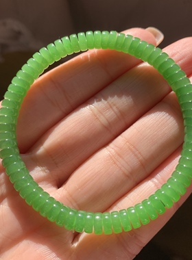 和田玉碧玉苹果绿药片手链高色乌兰乌德苹果绿手链手串手钏女款6