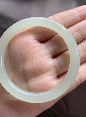 和田玉冰晴水荧光镯淡晴水圆条镯美人镯高冰荧光镯子玉镯54 55 56