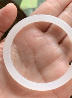 和田玉白玉叮当镯青海老料白玉小圆条镯子小细条手镯玉镯51 52