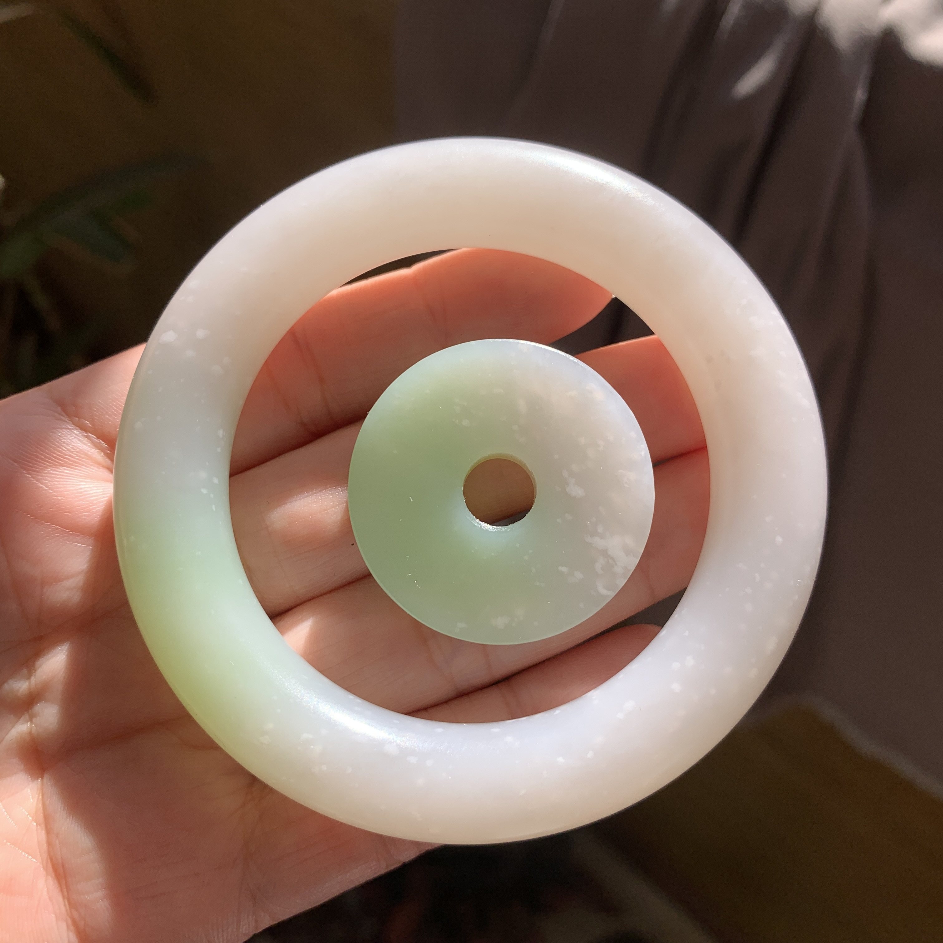 和田玉俏色意境镯套装翠青烟紫双色飘雪花棉手镯怀古扣镯子玉镯55,珠宝/钻石/翡翠,手饰,淘宝优惠券,粉丝福利购,淘宝优惠卷