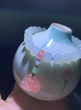 和田玉天青蓝手链青海野牛沟老料天青蓝月白色手链女款手串手钏8