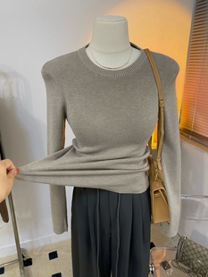 女保暖秋冬打底衫 get简约基础款 气质轻奢高级圆领套头弹力针织衫