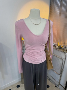 套头打底衫 羊绒蛋白绵软保暖低领口鸡心领修身 T恤 穿搭 get基础款