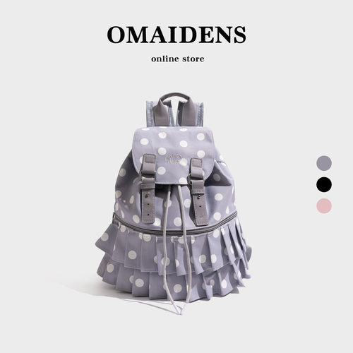 韩系甜美波点双肩包包2025秋冬