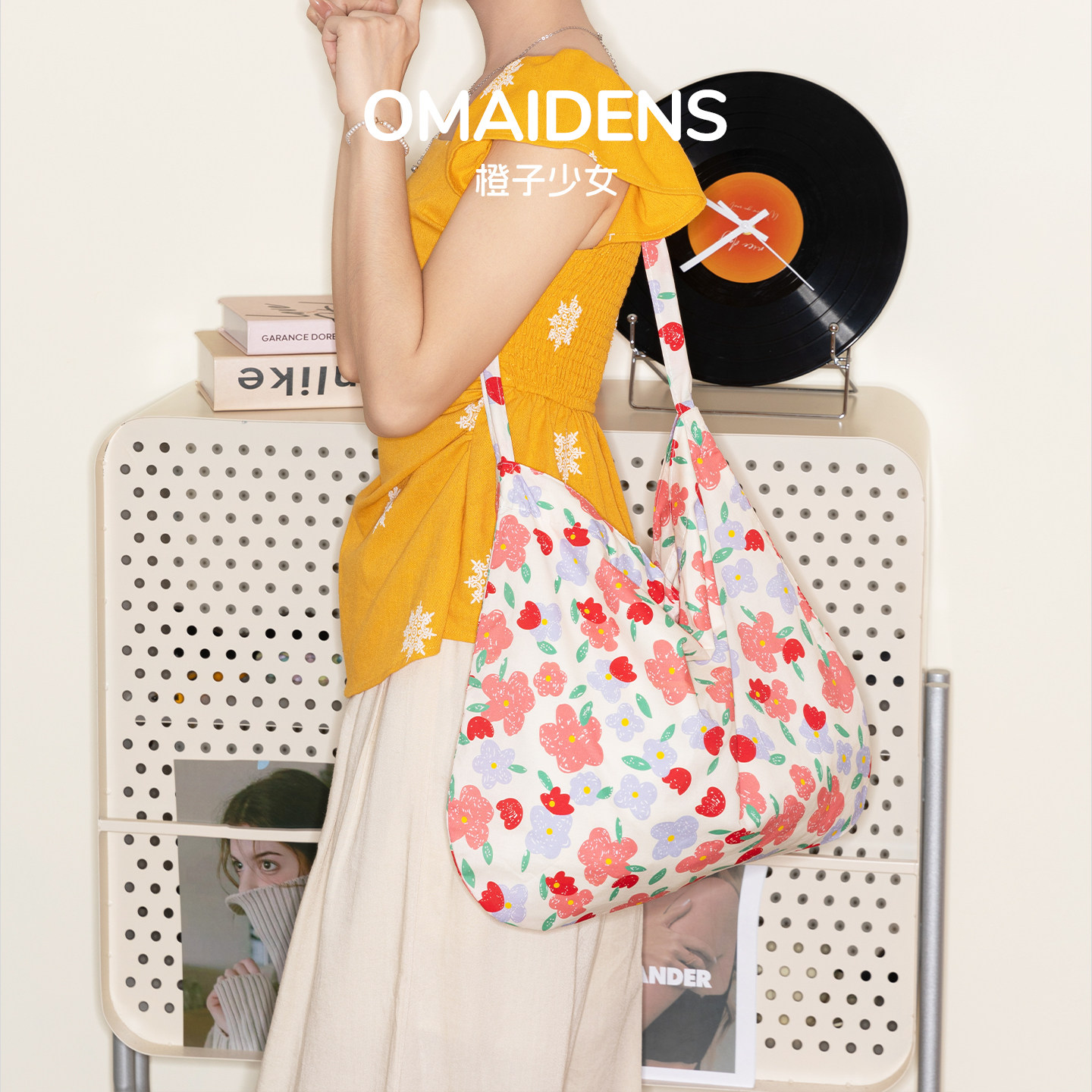 橙子少女碎花帆布包韩系ins托特包女大容量度假风单肩腋下包布袋,箱包皮具/热销女包/男包,通用款女包,淘宝优惠券,粉丝福利购,淘宝优惠卷