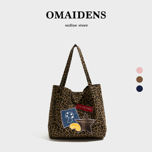 橙子少女高颜值可爱小狗帆布包上班通勤托特包女单肩包手提购物袋