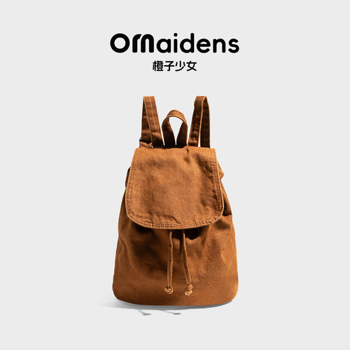 复古美式洗水做旧牛仔双肩书包