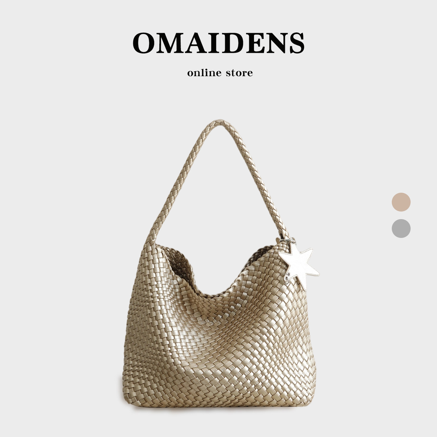 橙子少女香槟色编织包2025新款枪枪同款高级质感大容量单肩托特包,箱包皮具/热销女包/男包,托特包,淘宝优惠券,粉丝福利购,淘宝优惠卷