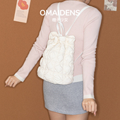 橙子少女虞书欣同款 褶皱云朵包白色背包新款 抽绳托特包泡泡双肩包