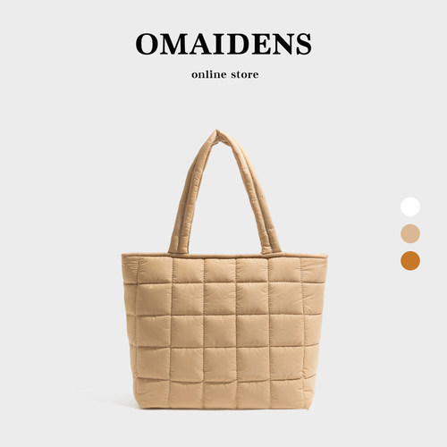 橙子少女夹棉托特包轻便包包2025