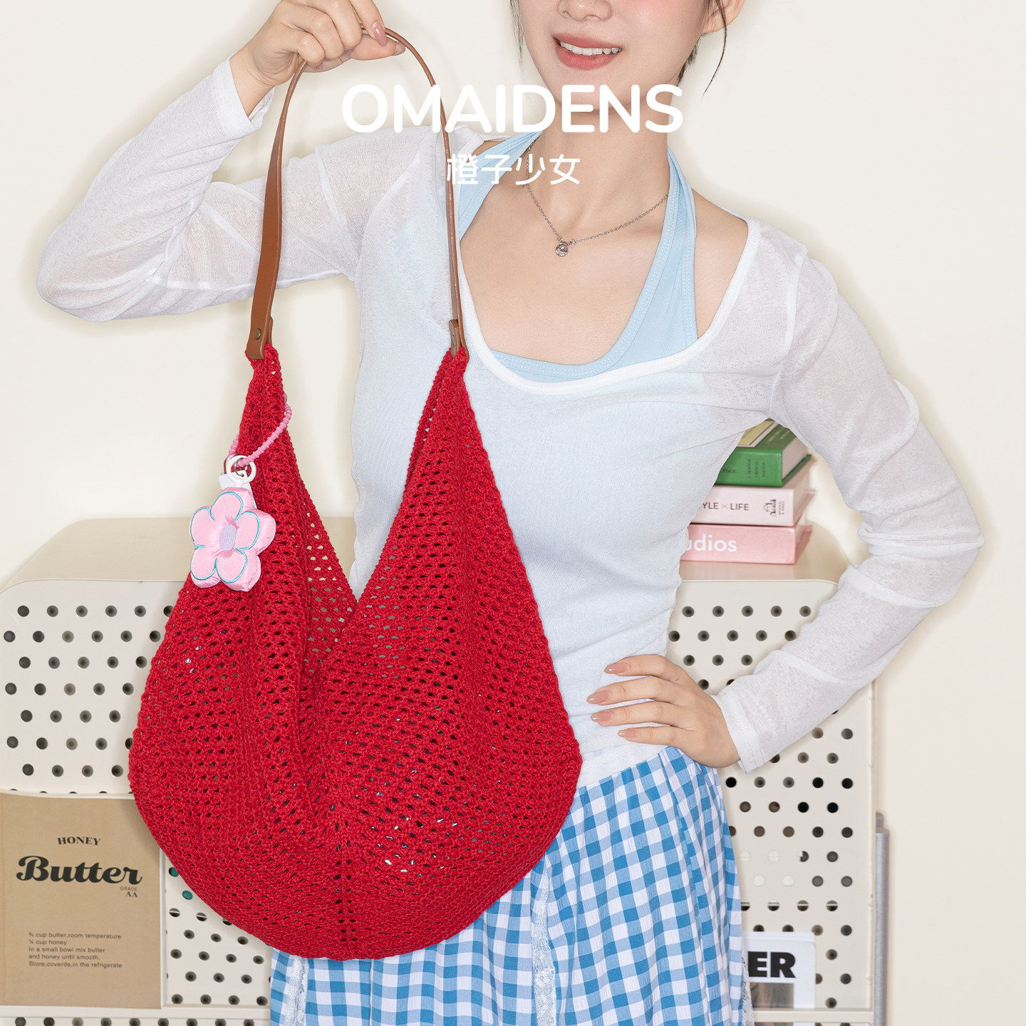橙子少女红色编织包2026春夏新款泰国三亚度假沙滩包针织托特包女,箱包皮具/热销女包/男包,托特包,淘宝优惠券,粉丝福利购,淘宝优惠卷