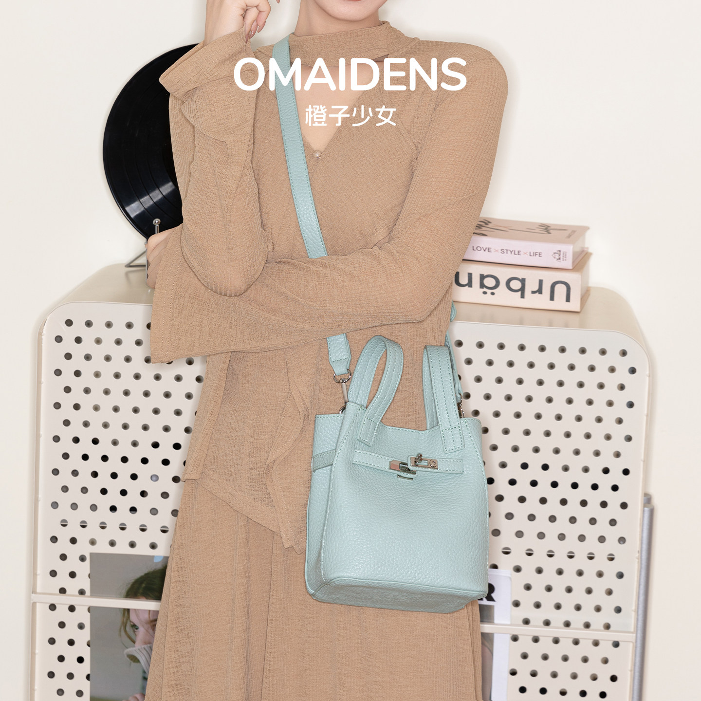 橙子少女荔枝纹菜篮子手提包水桶包女新款大容量通勤单肩斜挎小包,箱包皮具/热销女包/男包,托特包,淘宝优惠券,粉丝福利购,淘宝优惠卷