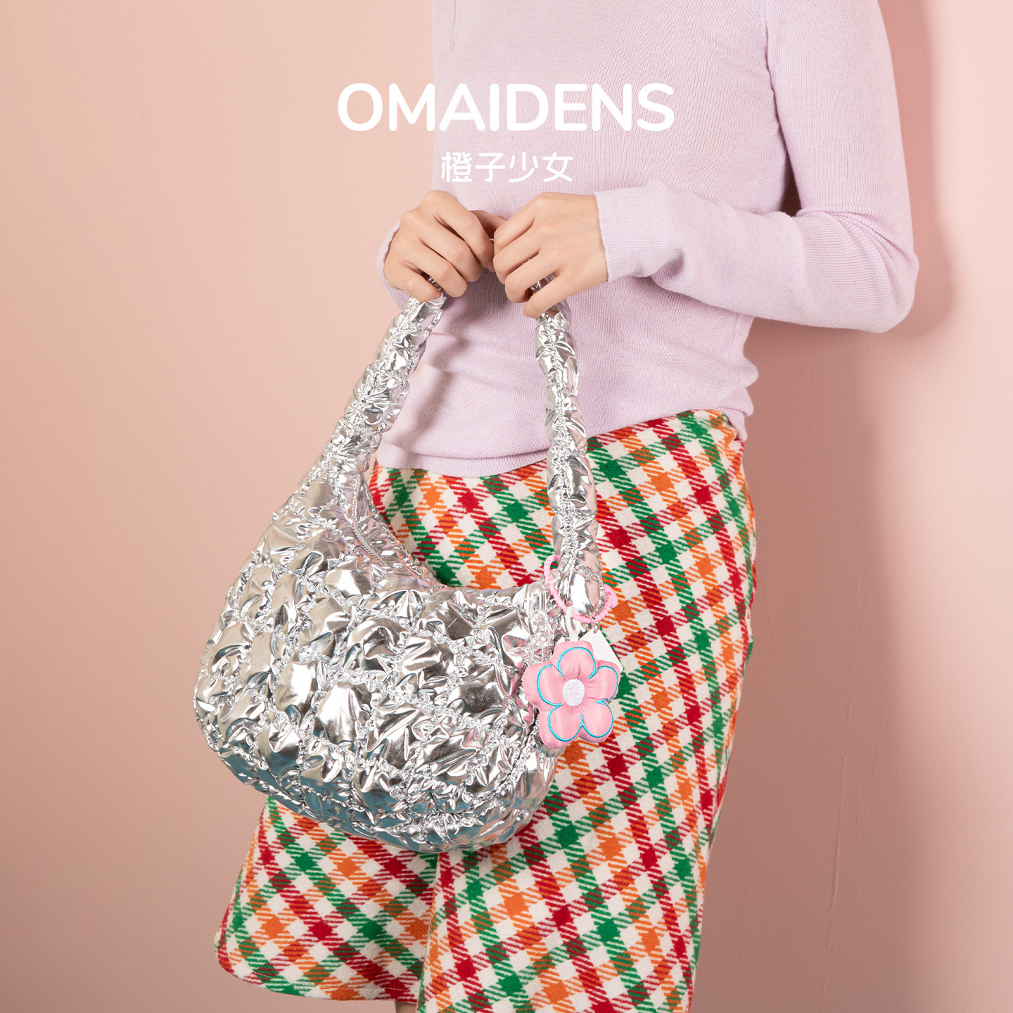 橙子少女银色云朵包女青春褶皱单肩腋下包百搭托特包小众轻奢质感,箱包皮具/热销女包/男包,托特包,淘宝优惠券,粉丝福利购,淘宝优惠卷