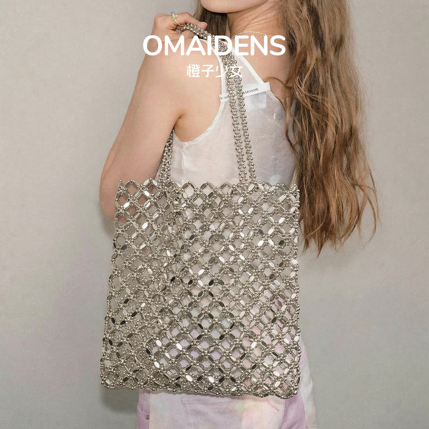 橙子少女高级感轻奢小众银色包包时髦单肩包女2026新款法式腋下包