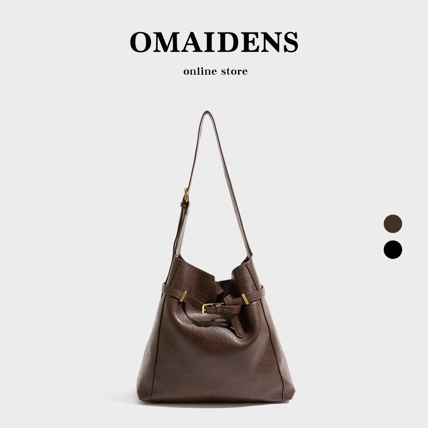 复古轻奢软皮女包2025秋冬水桶包