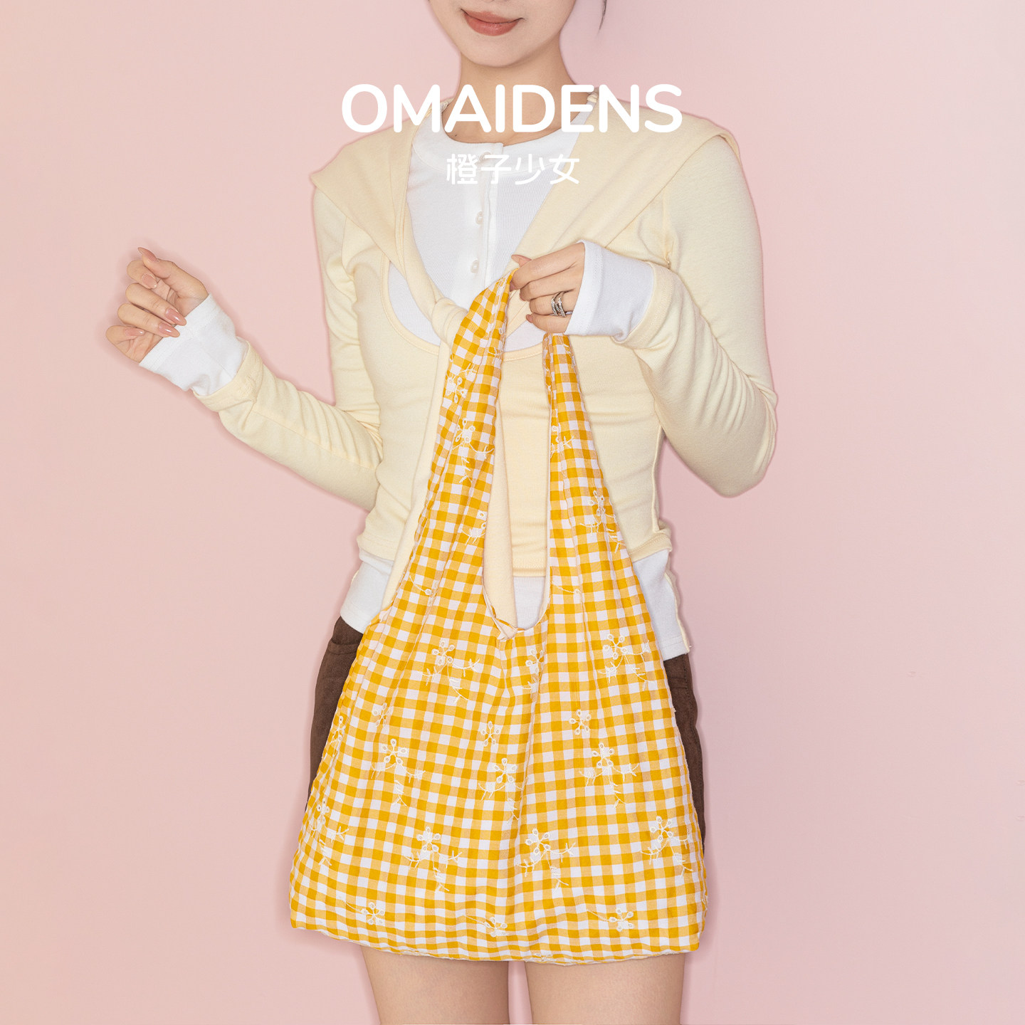 橙子少女黄色格子帆布包女手提托特包大容量女休闲学生通勤托特包,箱包皮具/热销女包/男包,托特包,淘宝优惠券,粉丝福利购,淘宝优惠卷