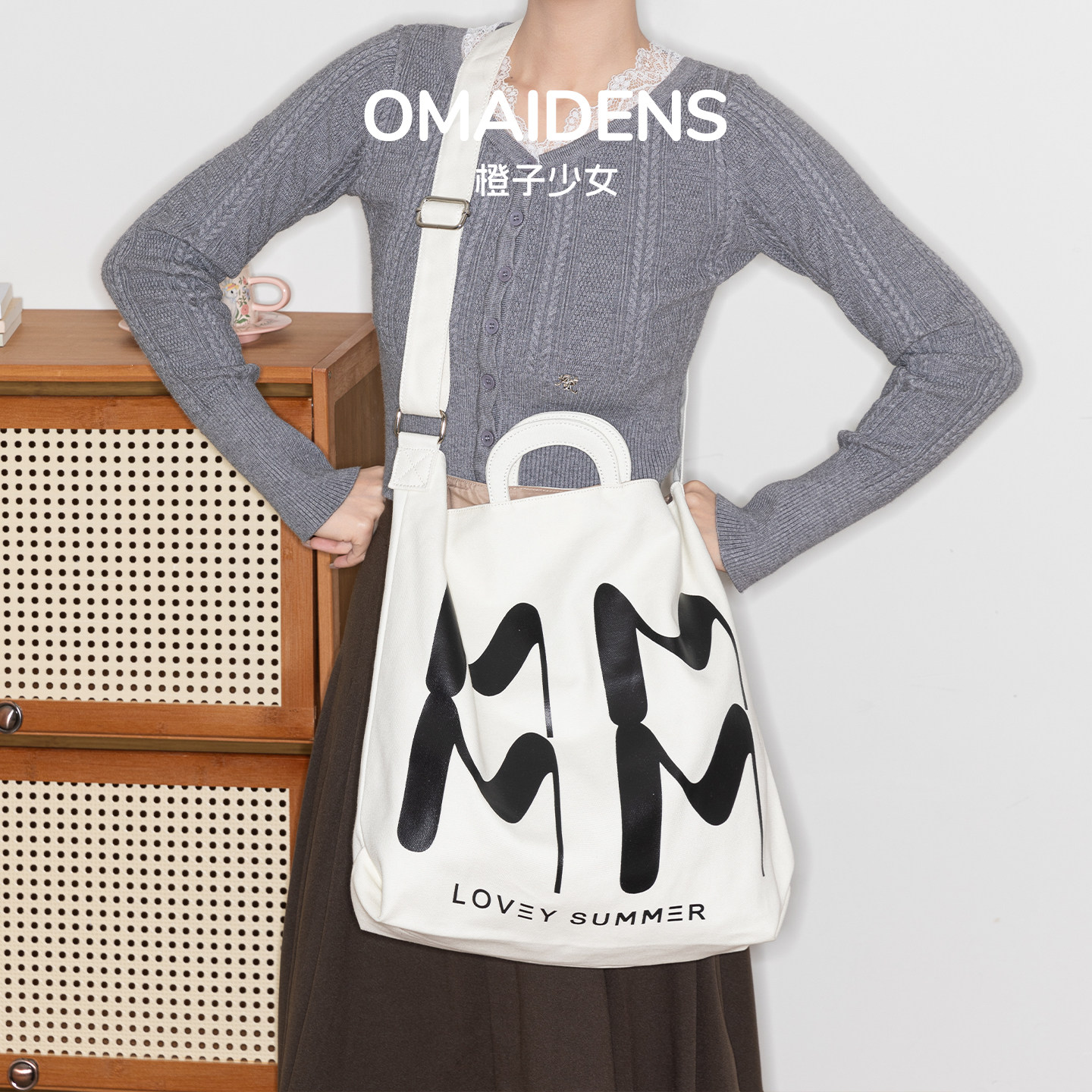 橙子少女学院风帆布包慵懒风单肩斜挎包女大容量学生上班通勤包包,箱包皮具/热销女包/男包,托特包,淘宝优惠券,粉丝福利购,淘宝优惠卷