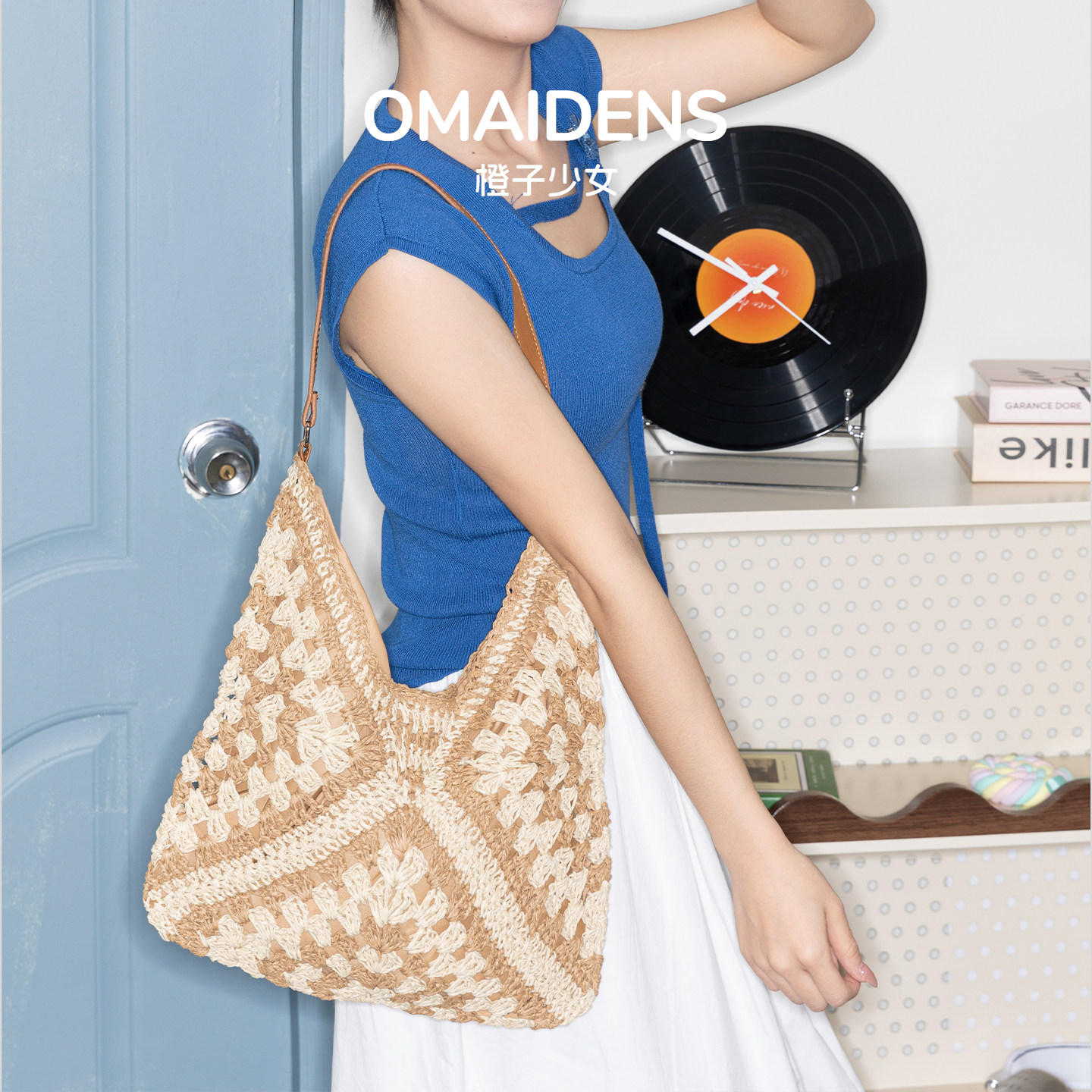 橙子少女镂空编织包女草编包大容量度假风手工编织包度假风沙滩包,箱包皮具/热销女包/男包,托特包,淘宝优惠券,粉丝福利购,淘宝优惠卷