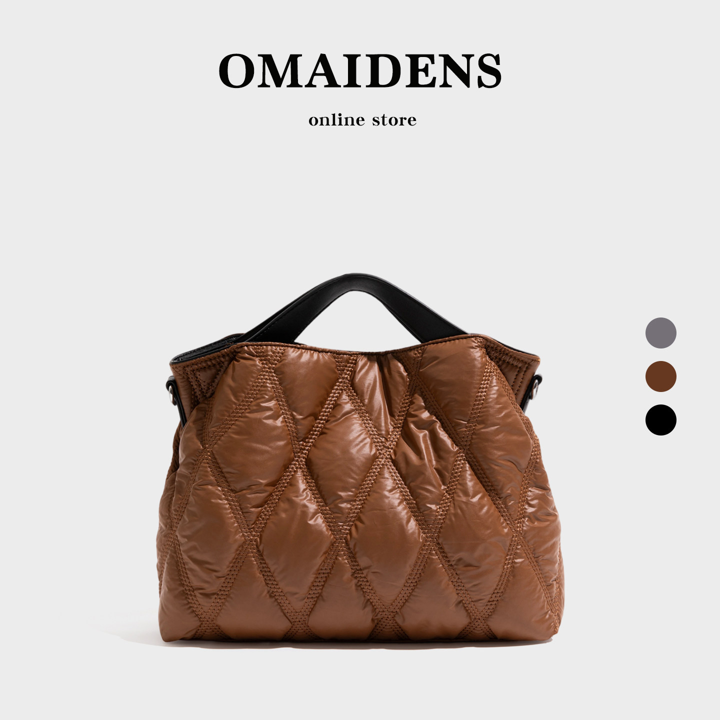 橙子少女菱格绗缝夹棉包2025秋冬新款羽绒填充托特包女通勤包斜挎,箱包皮具/热销女包/男包,托特包,淘宝优惠券,粉丝福利购,淘宝优惠卷