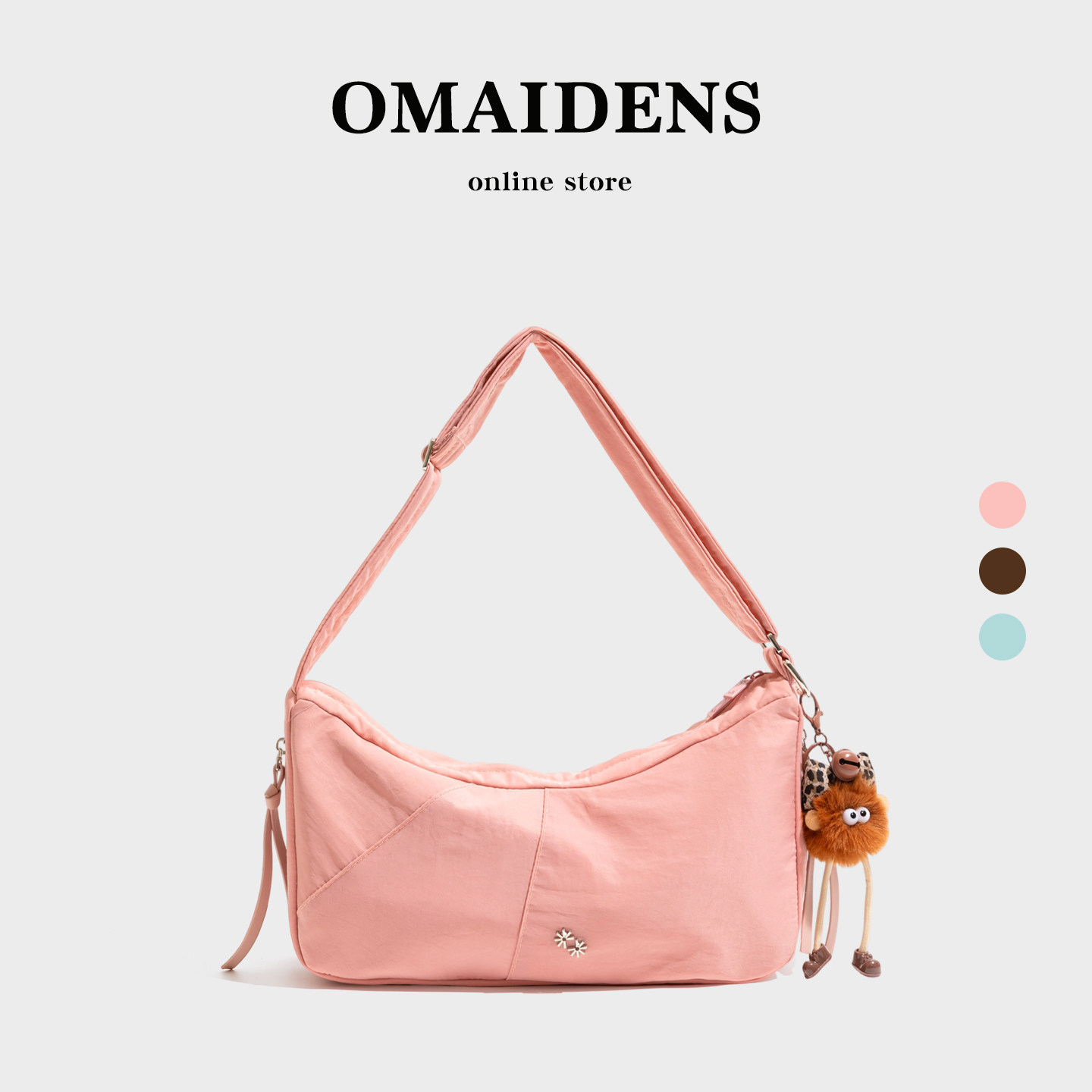 橙子少女韩系简约尼龙粉色包包2025秋冬新款腋下包慵懒手提单肩包,箱包皮具/热销女包/男包,托特包,淘宝优惠券,粉丝福利购,淘宝优惠卷