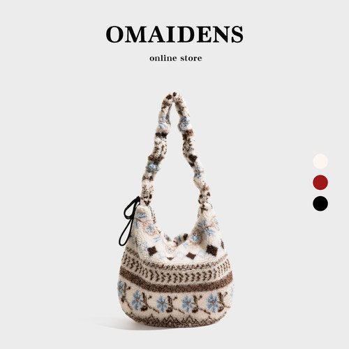 橙子少女羊羔绒托特包大容量秋冬