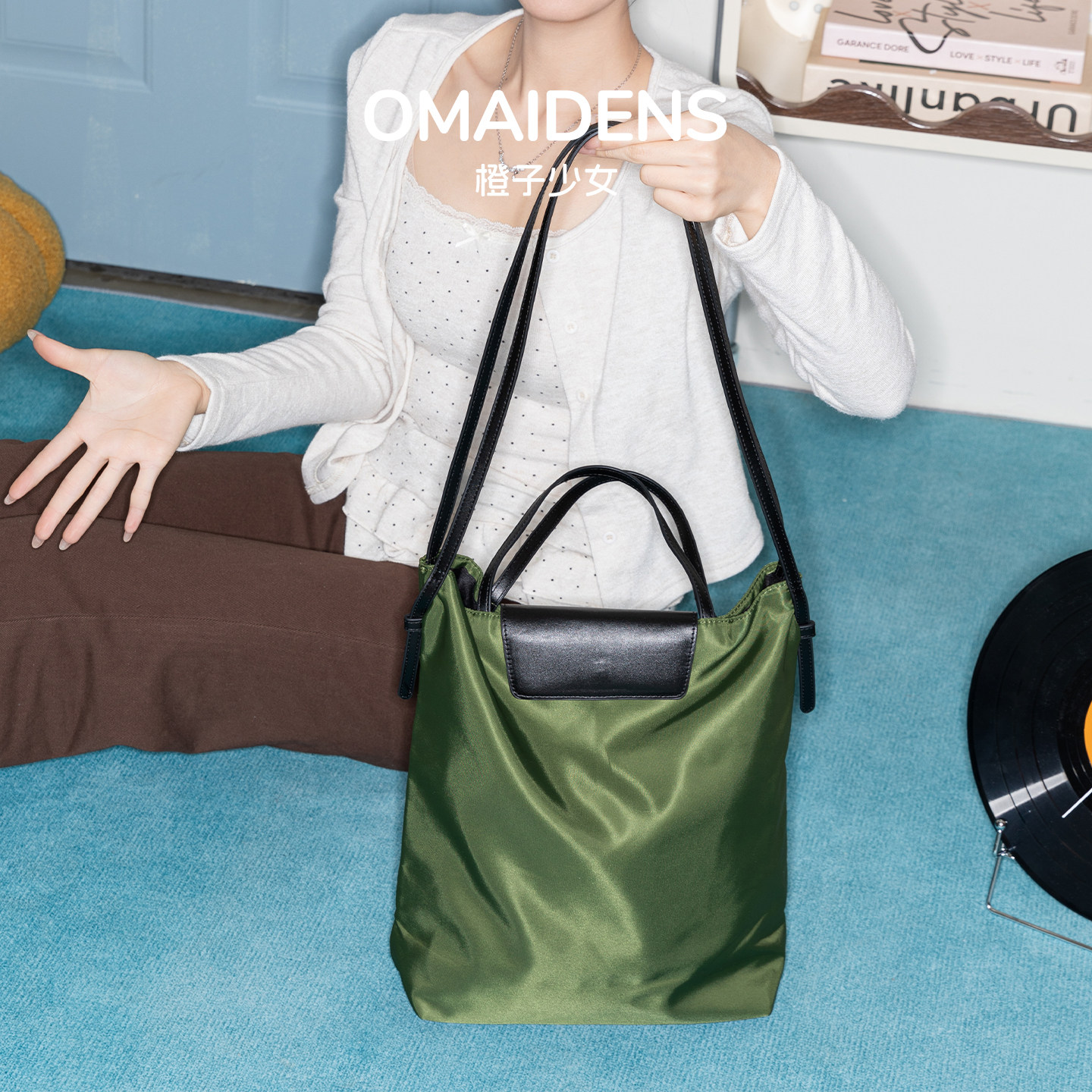 橙子少女日系简约尼龙单肩包女2026新款小众百搭通勤托特包斜挎包,箱包皮具/热销女包/男包,托特包,淘宝优惠券,粉丝福利购,淘宝优惠卷