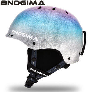 BNDGIMA新款 备防撞帽檐镭射渐变电镀雪盔 男女护具单板装 滑雪头盔