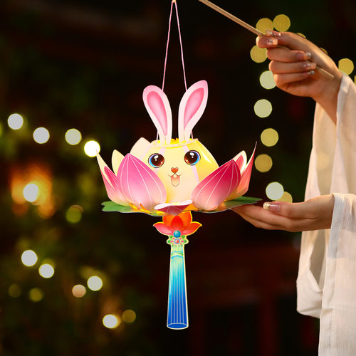 卡通兔子莲花中秋灯笼