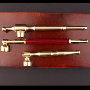 纯黄铜烟斗老式烟袋烟杆金属烟枪两用带过滤烟嘴复古旱烟杆