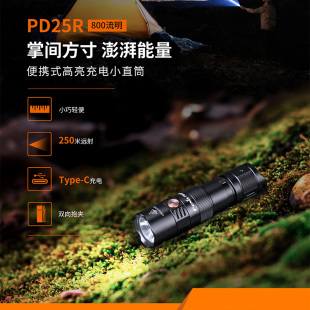 PD25R迷你小型强光手电筒超亮户外便携小直筒充电 Fenix菲尼克斯