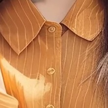 正品哥家新2025秋季时尚减龄Polo领黄色条纹泡泡袖宽松显瘦衬衫