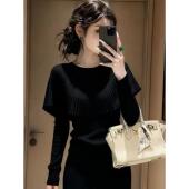 打底衫 正品 长袖 修身 哥家新2025秋冬新款 千金风斗篷荷叶领针织衫