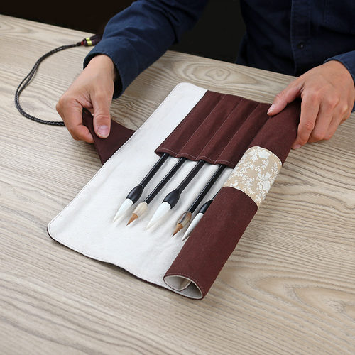 便携收纳毛笔书法笔袋笔帘山百集