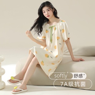 草本西子睡裙女款夏季纯棉短袖新款夏天睡衣性感可爱裙子孕妇大码