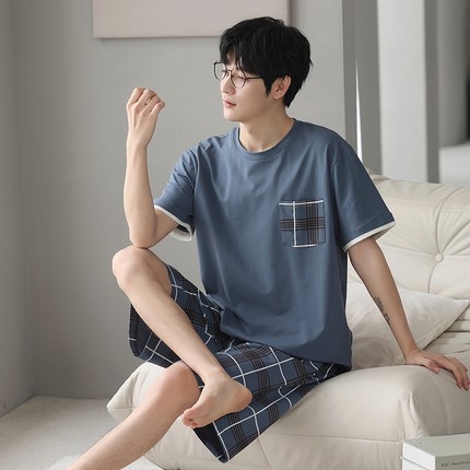 2025款俞兆林睡衣男夏季短袖短裤夏天薄款纯棉条纹休闲家居服套装