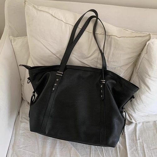 黑色通勤软皮托特包休闲斜挎包