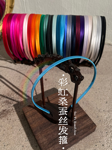 纯色桑蚕丝素皱缎发箍
