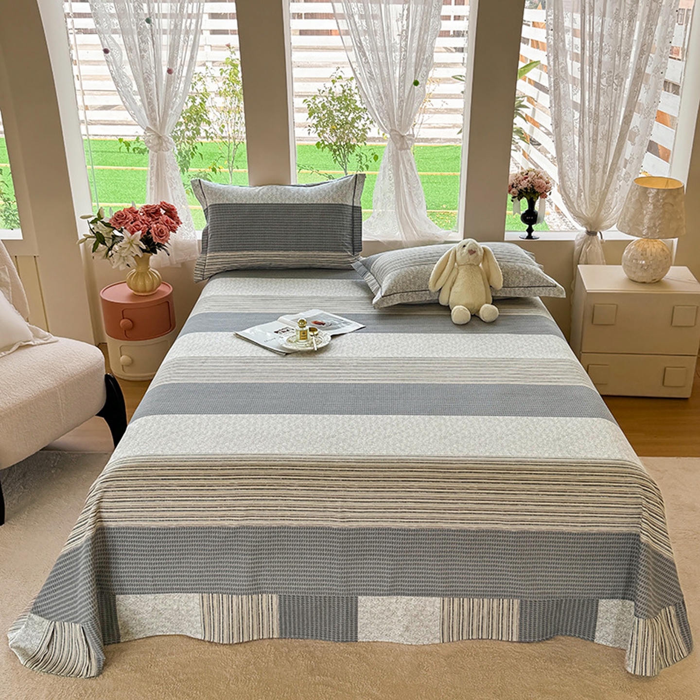 A类纯棉床单单件100全棉加厚磨毛2025新款粉色圆角被单四季通用