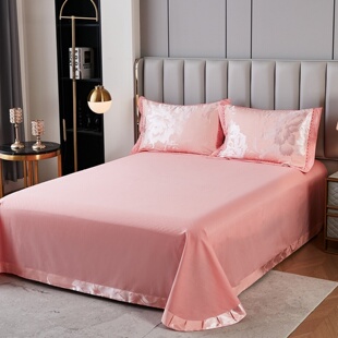 60支床单单件纯棉100全棉2025新款高端品牌粉色花边裙边四季通用